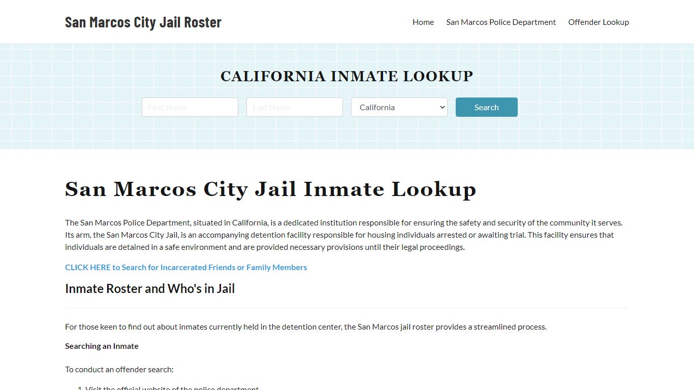 San Marcos Police Department & City Jail, CA Inmate Roster, Arrests ...